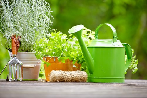 A stylish Southfields outdoor space with plants and patio features